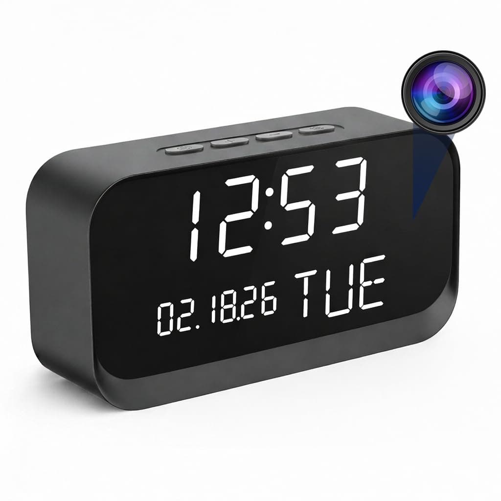 Aivisee Clock Camera – Nanny Cam with 1080P HD Video, AI Motion Detection, Night Vision, Dual-Band 2.4/5GHz WiFi, Bluetooth Setup, Local & Cloud Storage, Indoor Security Camera for Home & Office