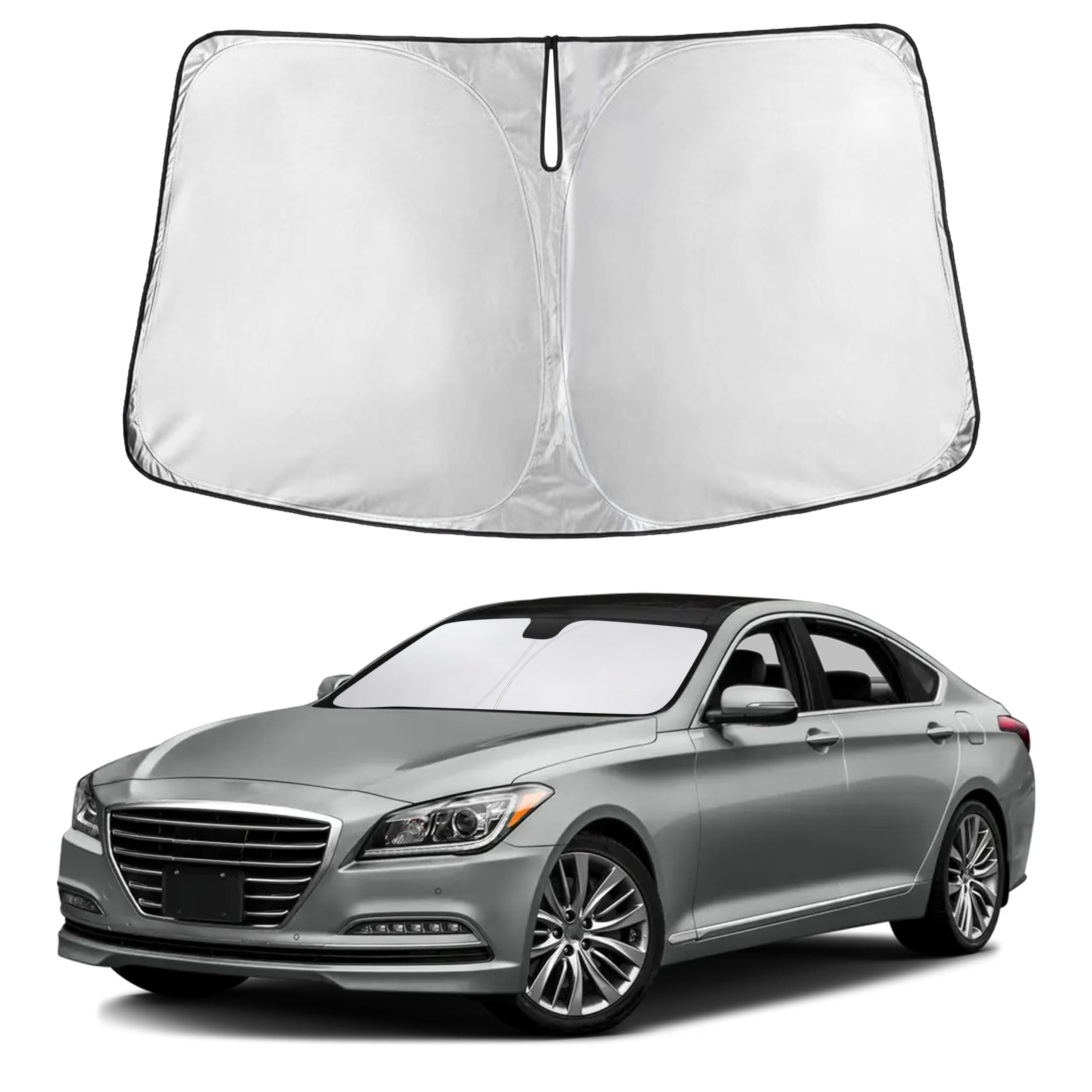 EcoNour Windshield Sunshade Compatible for Hyundai Genesis 2015 2016 Sun Visor for Front Windshield & Window Sun Shade Cover UV Heat Blocker & Protector Car Accessories