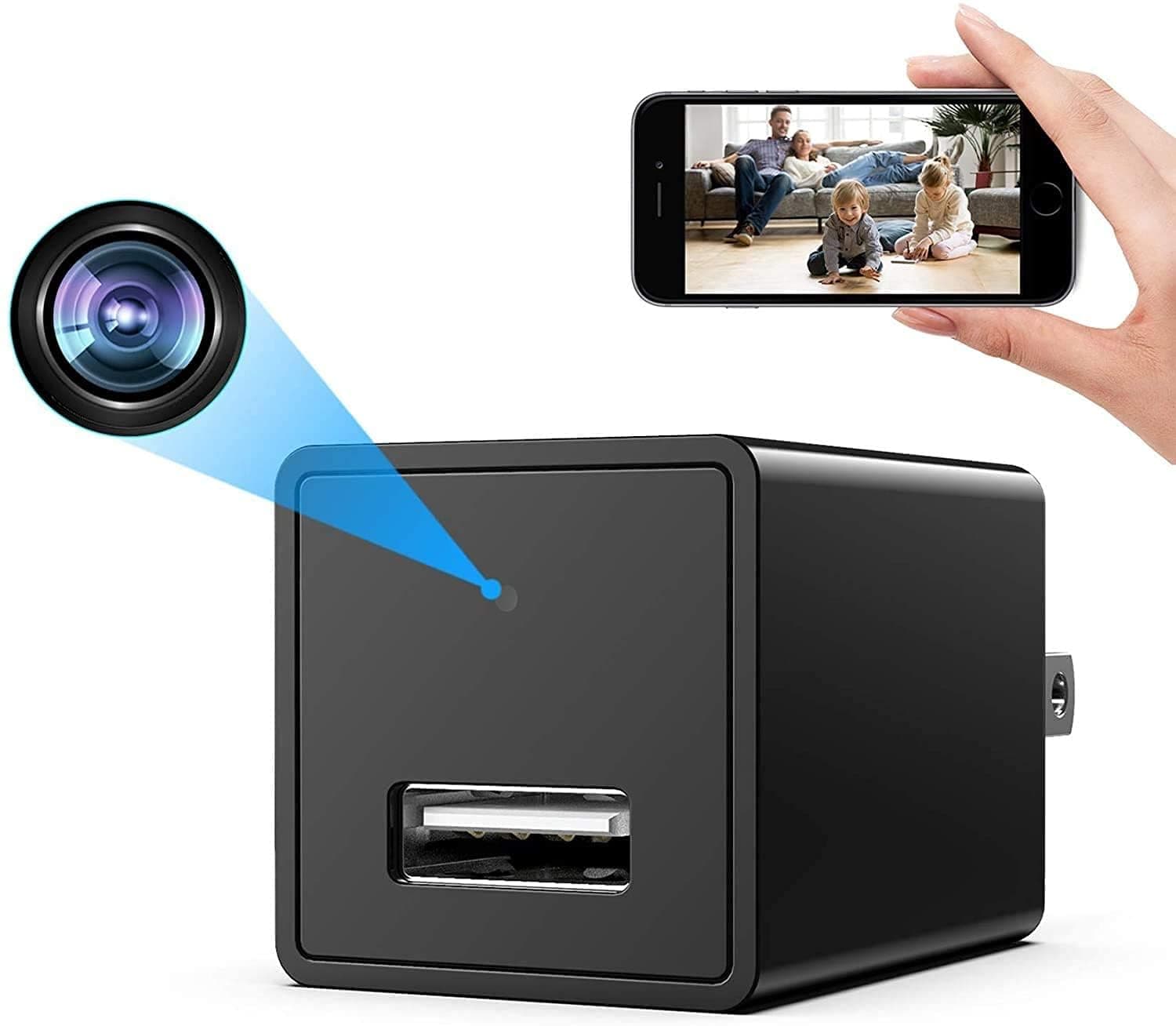Keslom Wireless Spy Smart Small 1080P Indoor USB Charger Hidden WiFi Security Camera Baby Monitor Surveillance Camera Motion Detection with App Live Feed