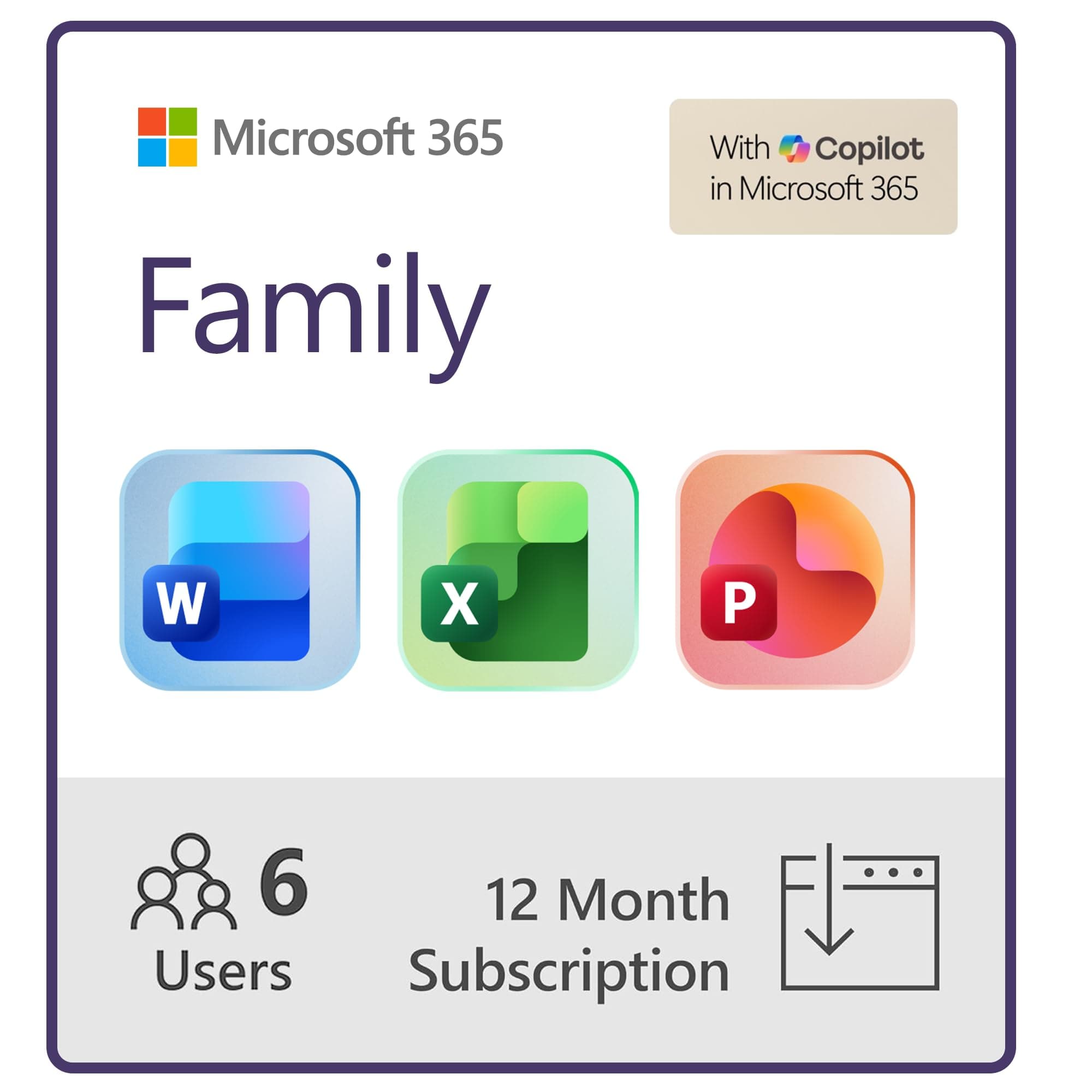 Microsoft 365 Family 12 Month Subscription Up to 6 People Premium Office Apps Word Excel PowerPoint and more 1TB Cloud Storage Windows Laptop or MacBook In