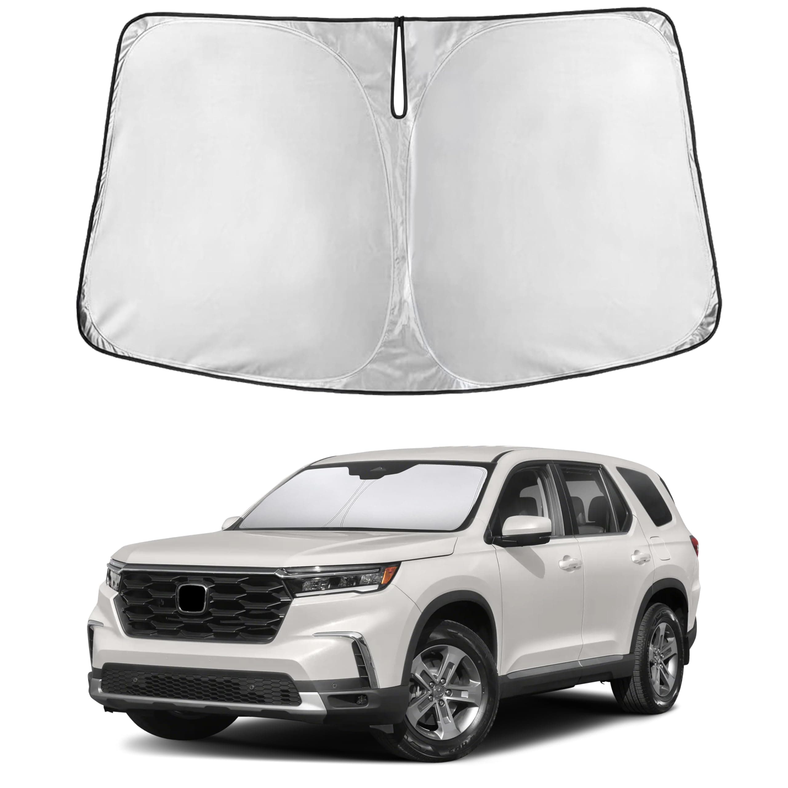 EcoNour Windshield Sunshade Compatible for Honda Pilot 2016 2024 2025 2026 Sunshades black For ECOSUNSCS006