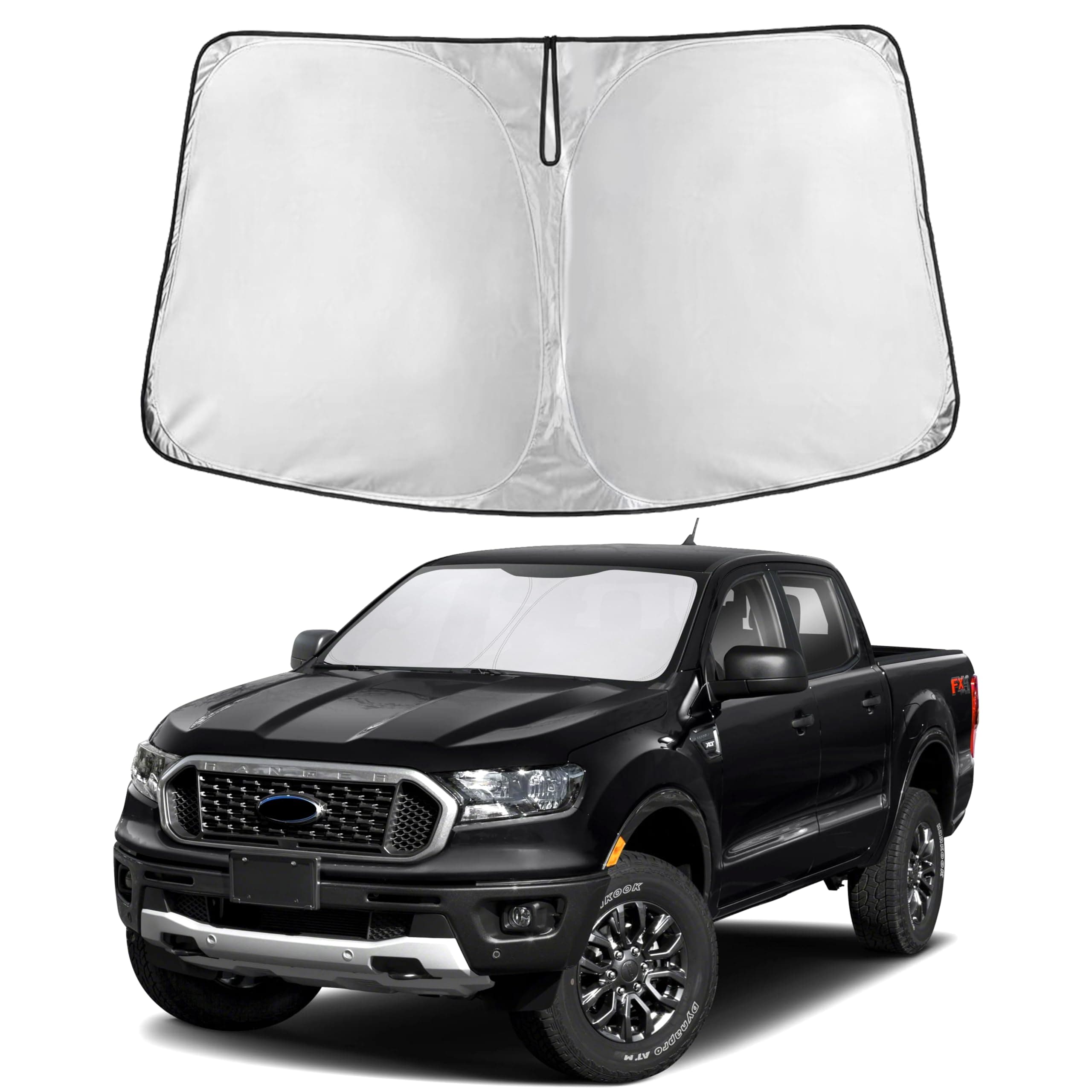 EcoNour Windshield Sun Shade Compatible for Ford Ranger 2019–2023 2024 Sunshades White