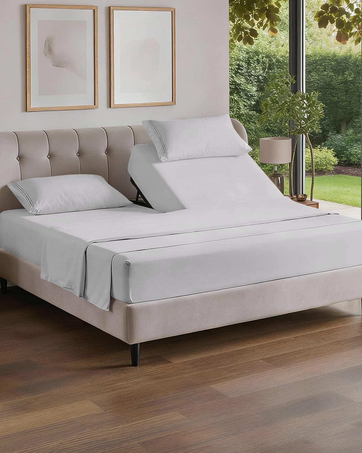 Flex Top Split Head King 4 Piece Sheet Set Soft & Cooling French Grey