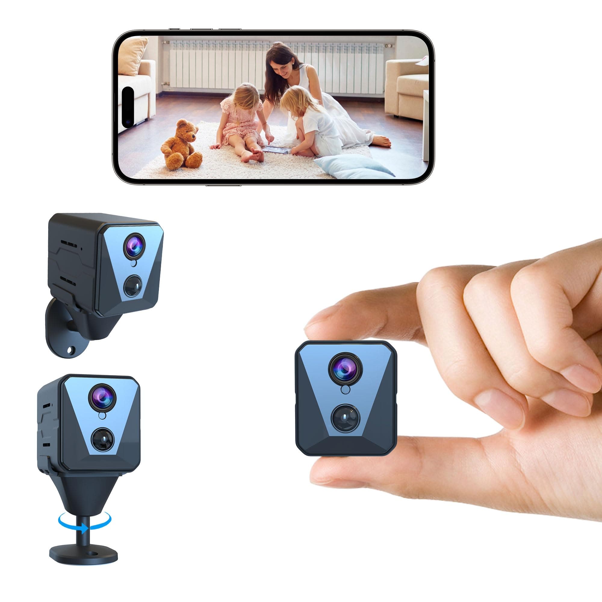 Security Camera 2025 4K HD Mini Nanny Cam for Home with Night Vision WiFi Indoor 100 Days Long Battery Life Motion Detection Remote Viewing Wirele