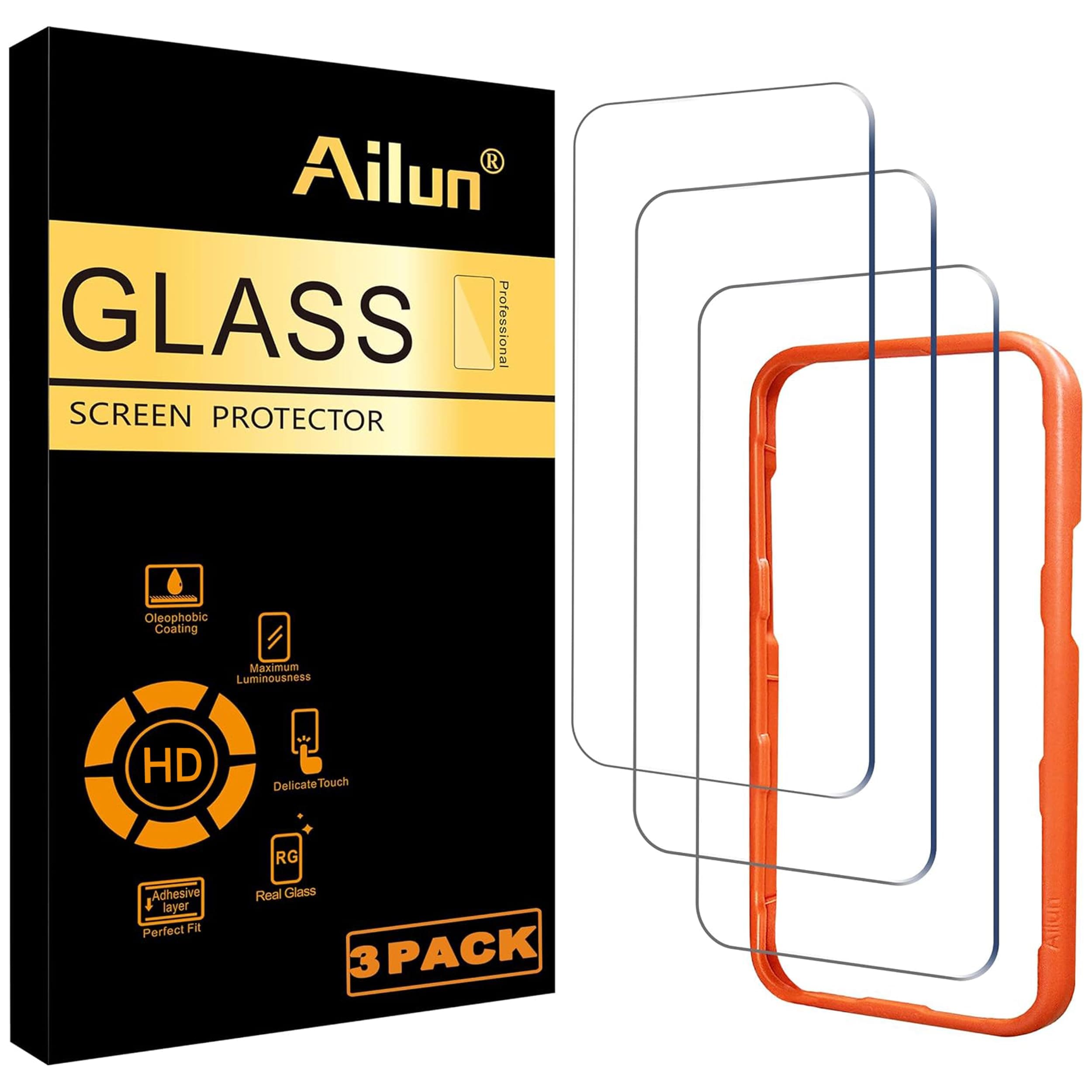 Ailun Screen Protector for iPhone 16 Pro Max 3 Pack Tempered Glass