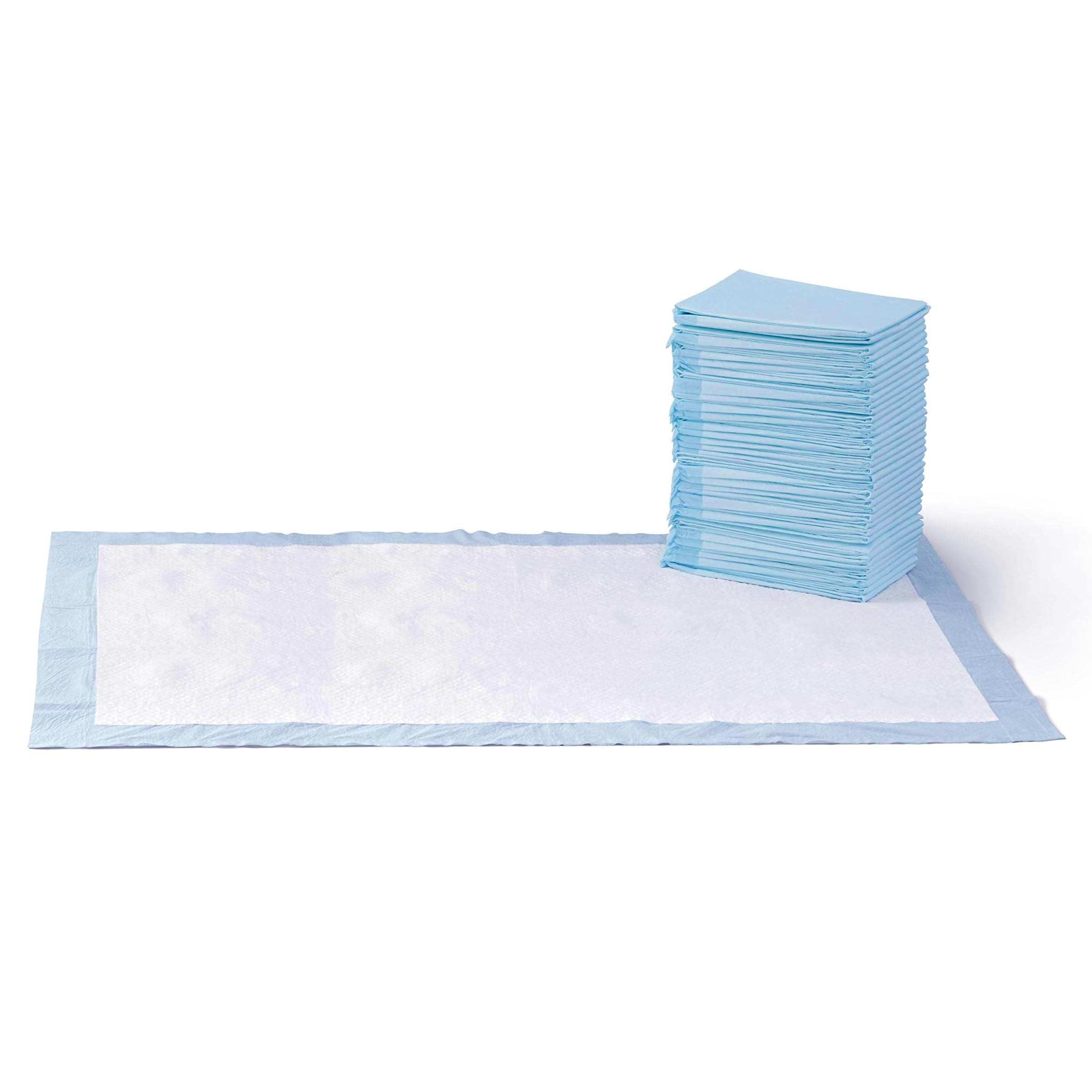 Amazon Basics Leak-Proof Dog and Puppy Potty Training Pee Pads with Quick-Dry 5-Layer Surface, Standard Absorbency, Giant Size, 27.5 x 44 Inch, Blue & White, 40-Pack