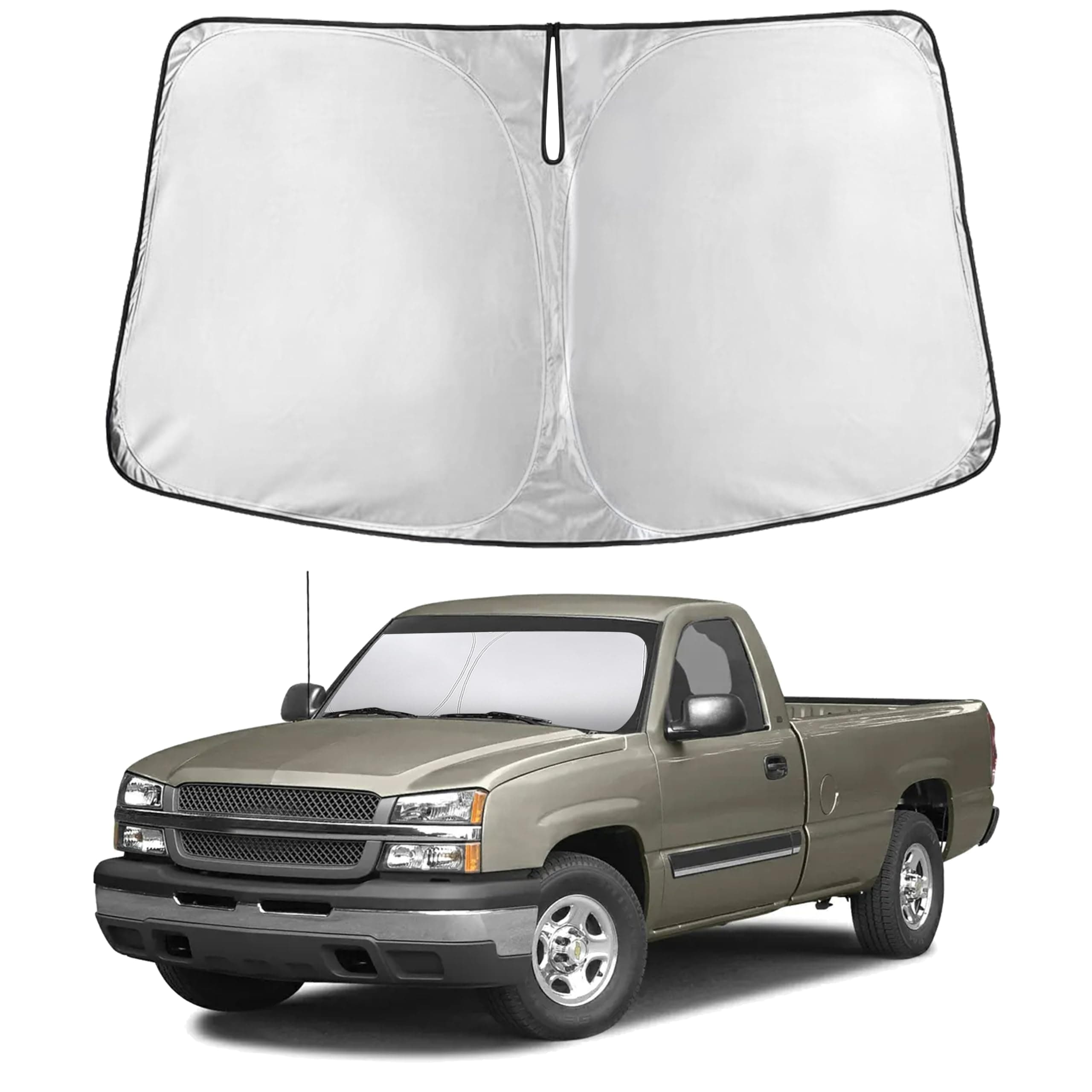 EcoNour Windshield Sunshade for Chevrolet Silverado/GMC Sierra 1999 2006 Visors Silver For Silverado 1500 ECOCHINAORDCUSSUN15