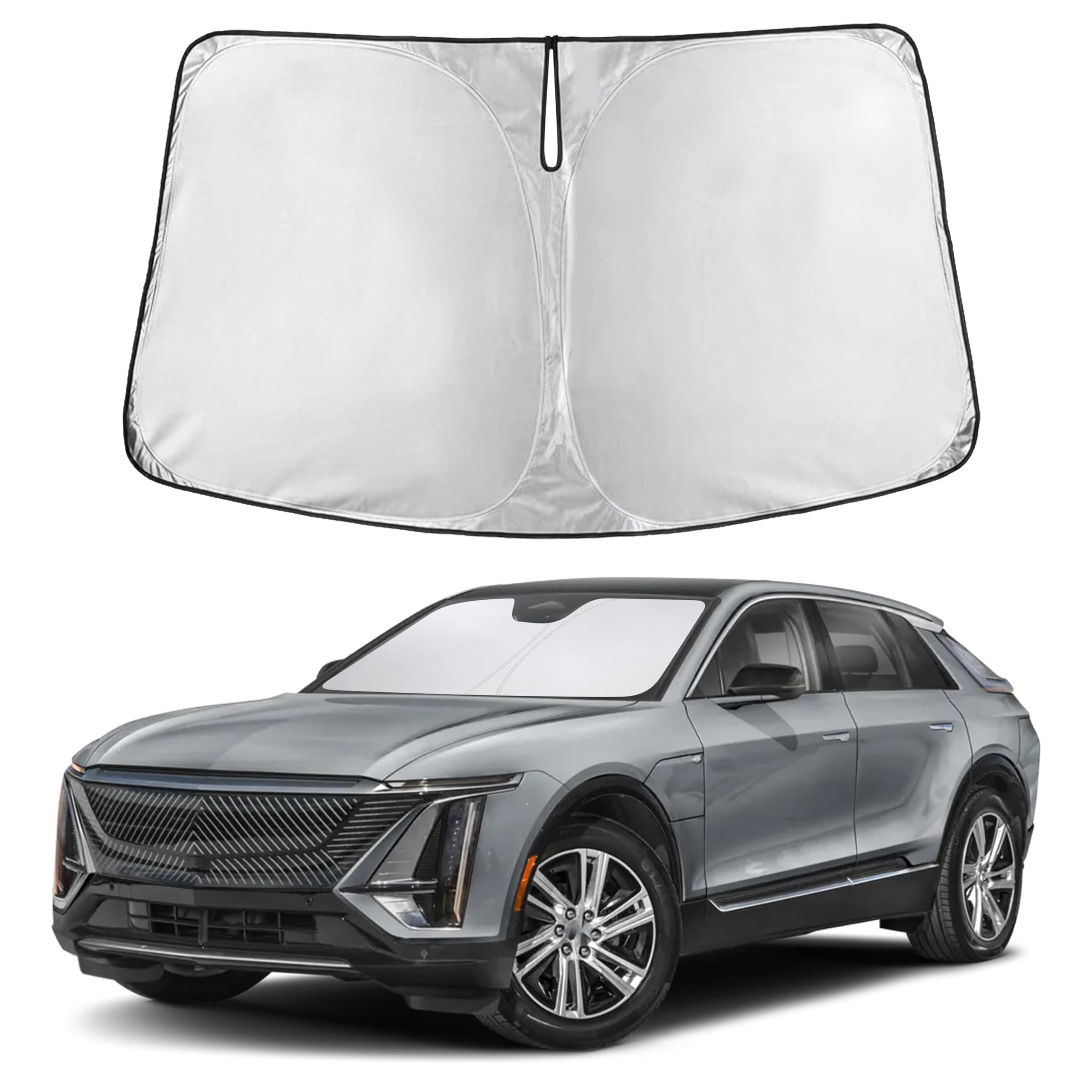 EcoNour Windshield Sunshade Compatible for Cadillac Lyriq 2023 2024 2025 2026 Sun Visor for Front & Window Sun Shade Cover UV Heat Blocker & Protector Car